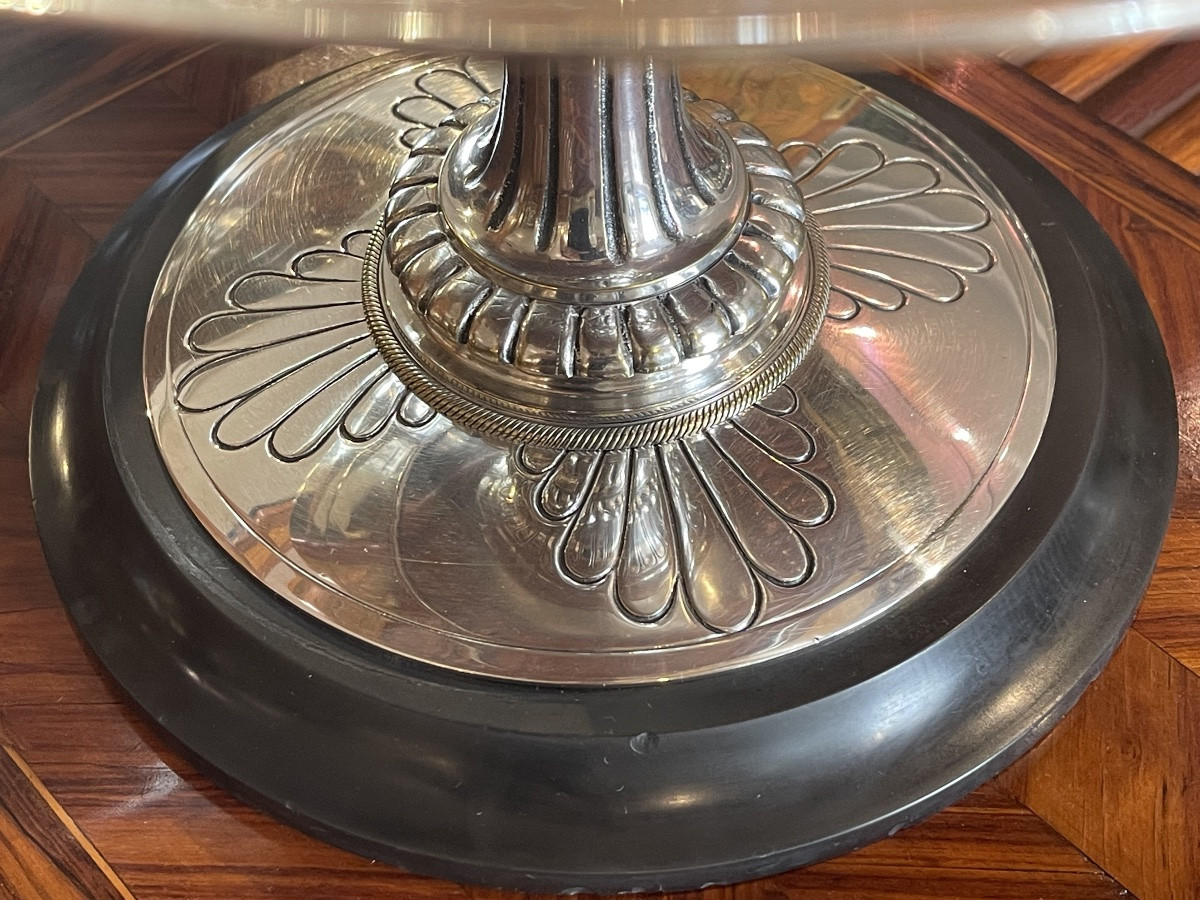 Large Cup And Silvered Bronze And Marble Antique Style-photo-3