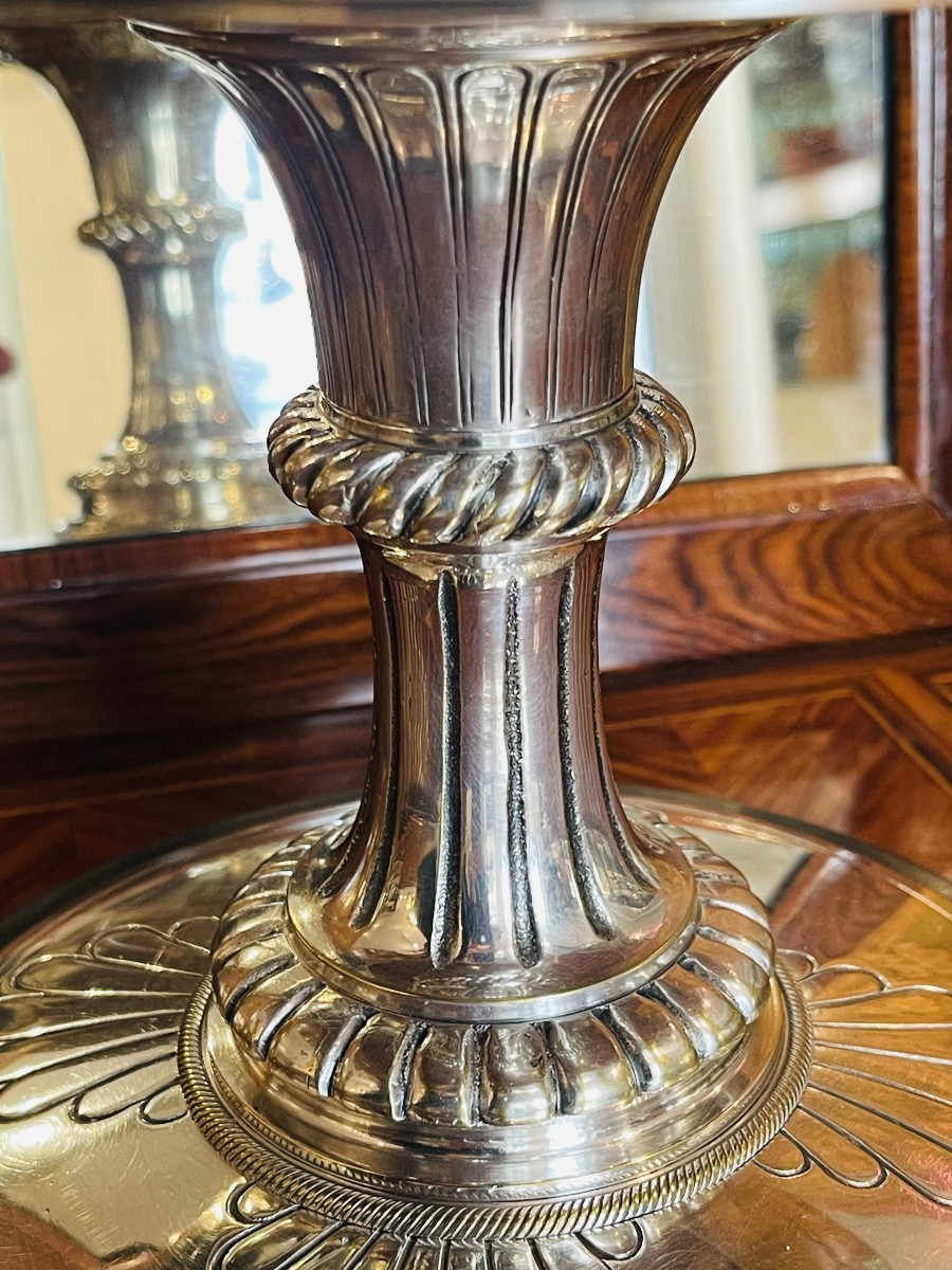 Large Cup And Silvered Bronze And Marble Antique Style-photo-4