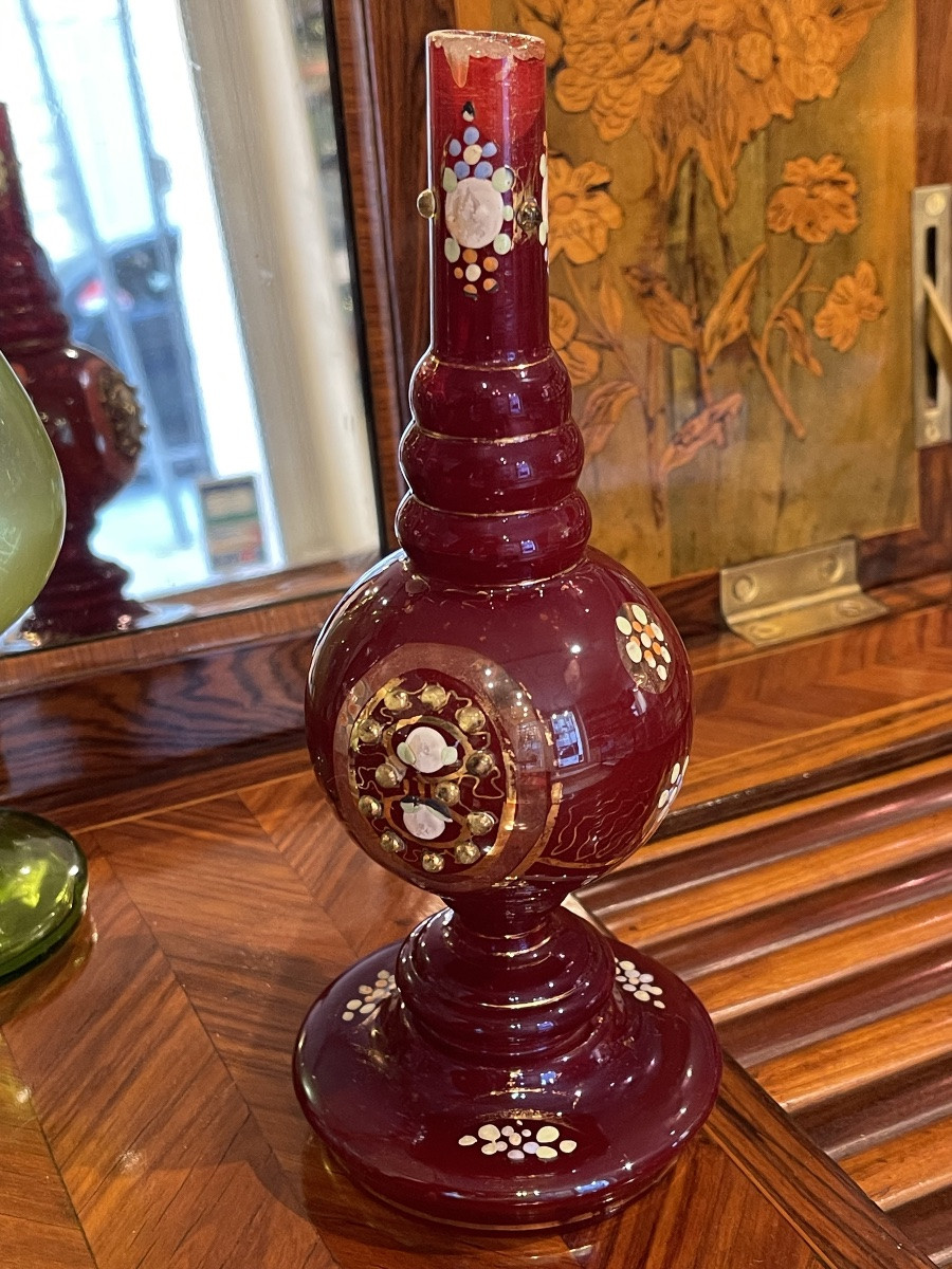 5 aspersoirs en verre et opaline . Turquie ou Afrique du Nord.-photo-2