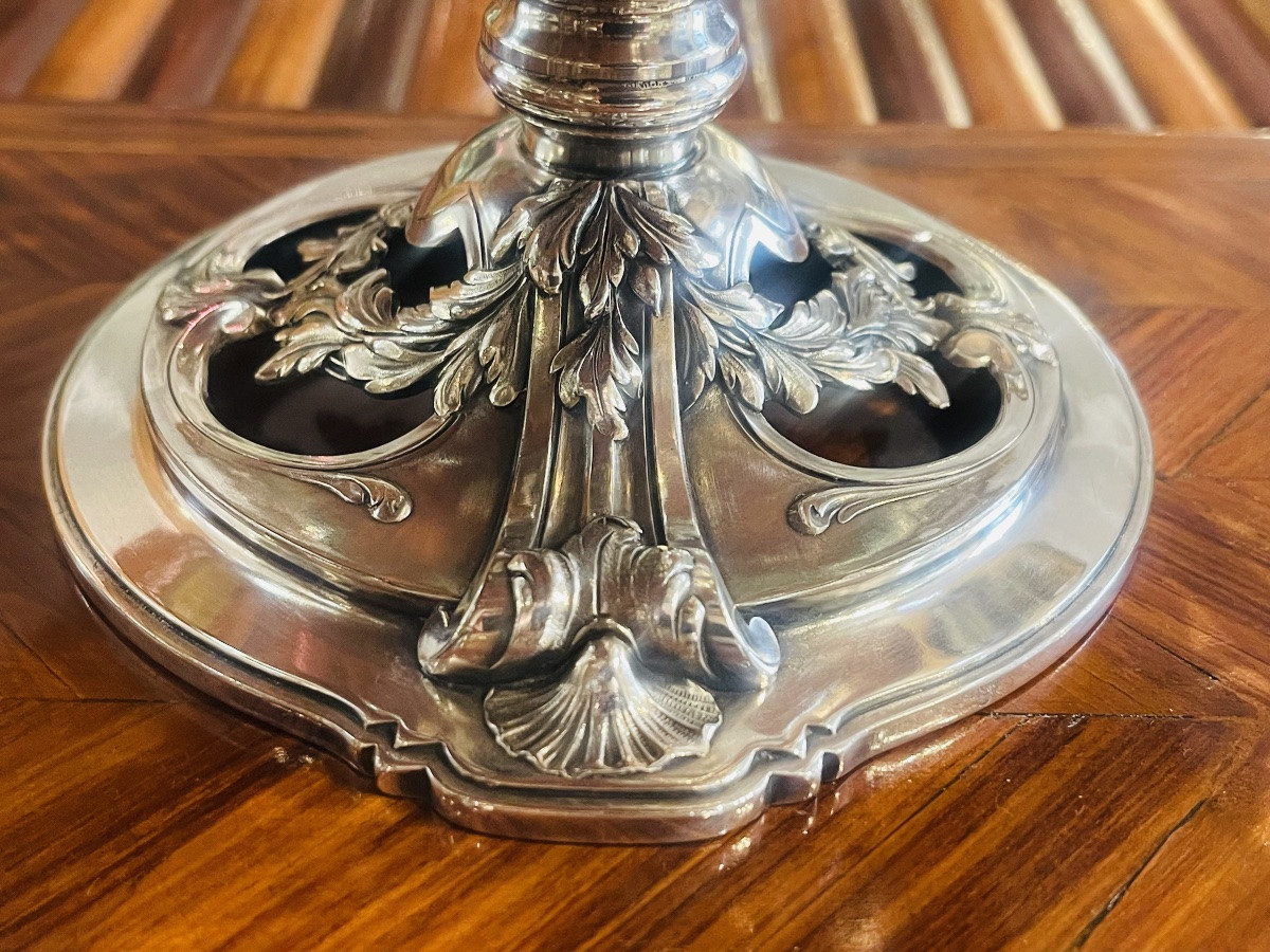 Gallia Christofle Pair Of 18th Century Style Silver Plated Metal Footed Bowls-photo-3