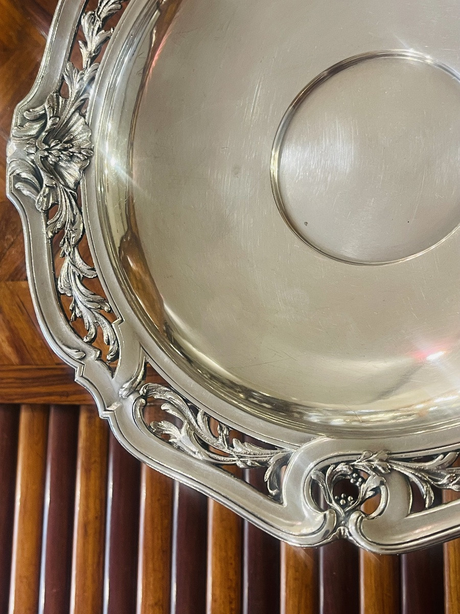 Gallia Christofle Pair Of 18th Century Style Silver Plated Metal Footed Bowls-photo-3