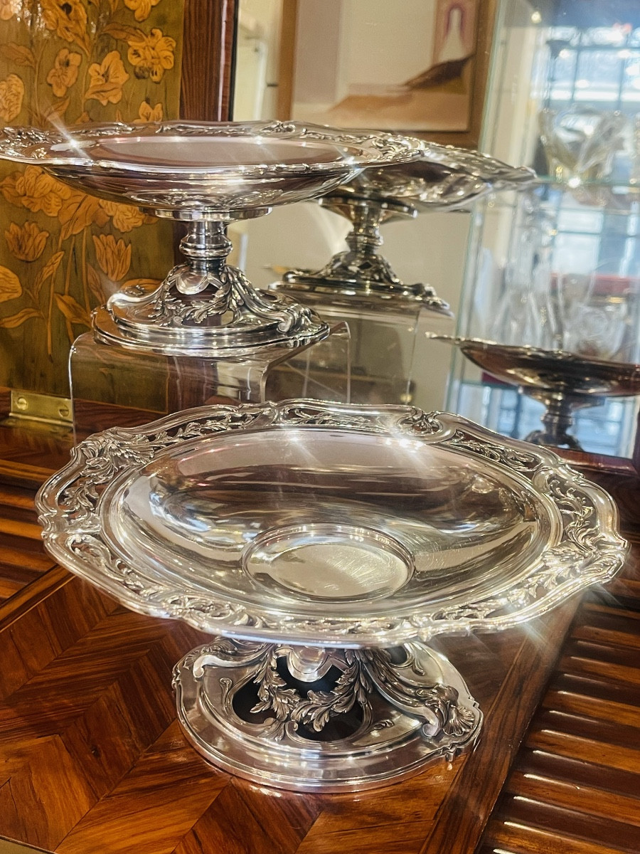 Gallia Christofle Pair Of 18th Century Style Silver Plated Metal Footed Bowls