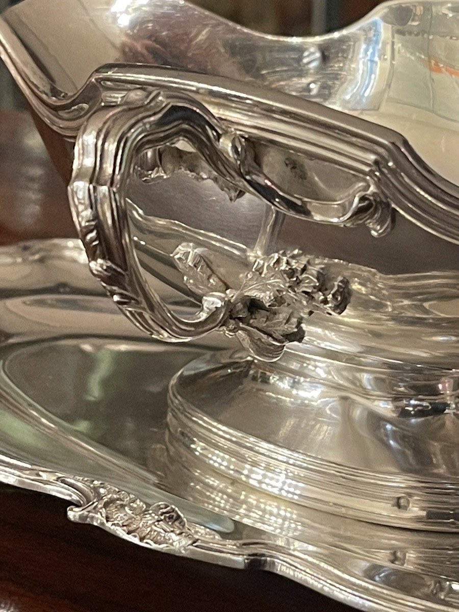 Saucière et son plateau argent Minerve style Louis XV -photo-3