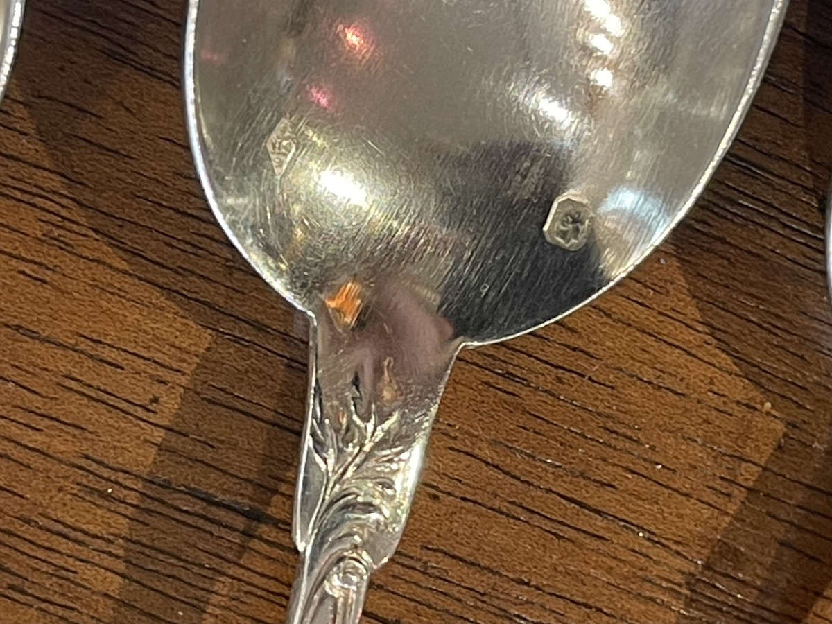 6 Small Louis XV Style Silver Minerva Spoons-photo-2