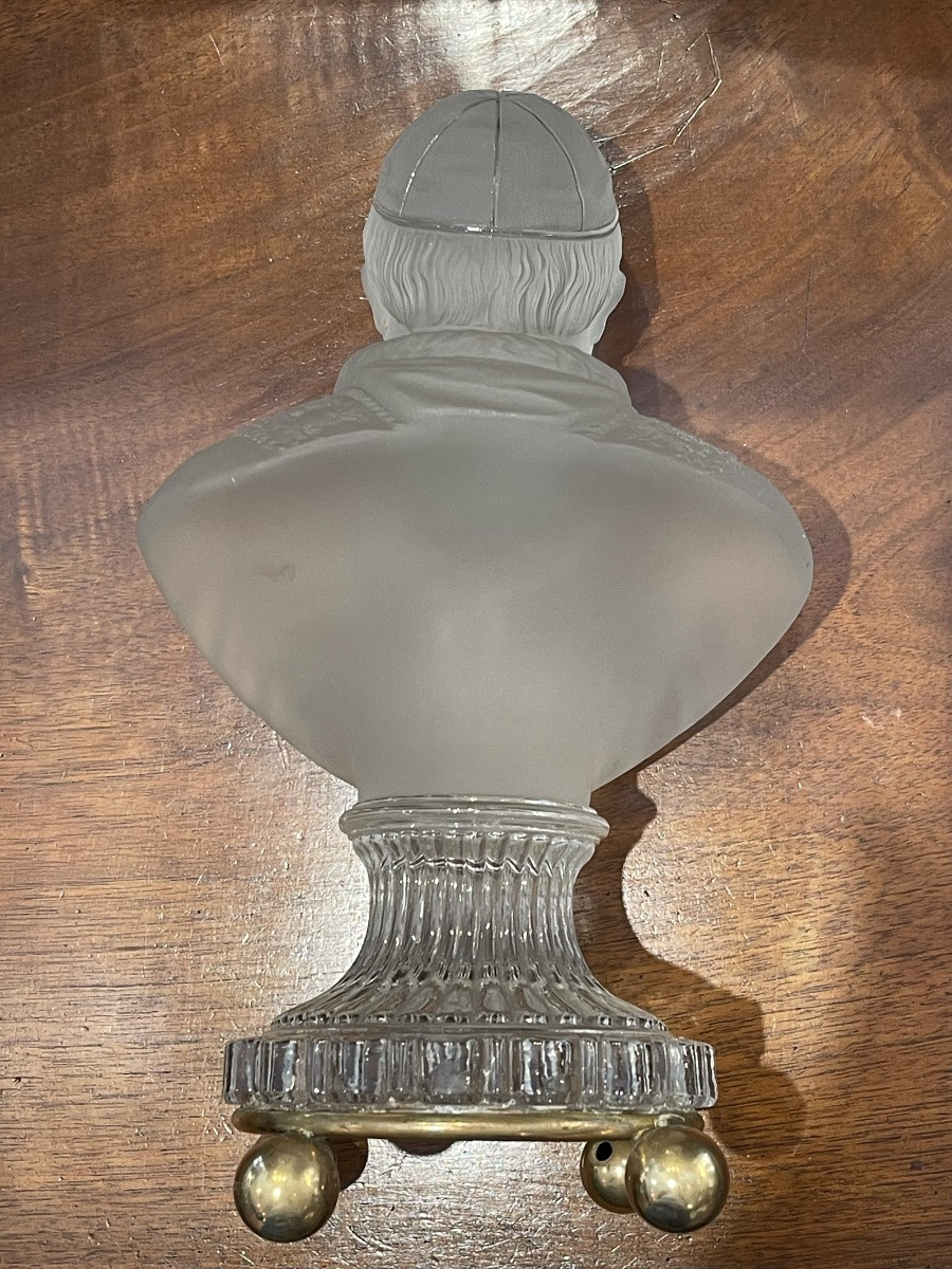 Pope Pius IX Bust In Matte And Shiny Crystal On A Baccarat Brass Base-photo-4