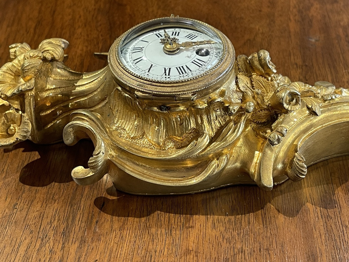 Cartel d’applique miniature en bronze doré style Louis XV-photo-2