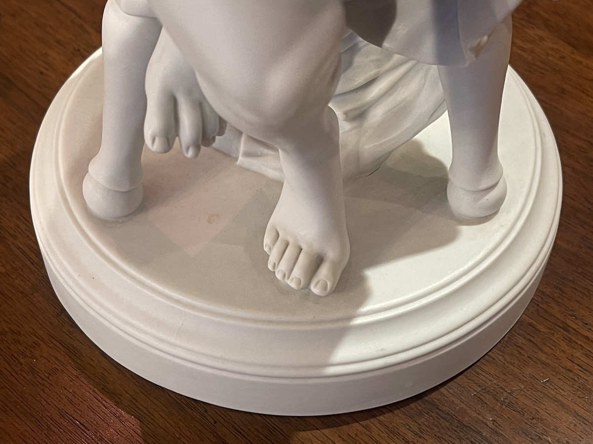 Statue en biscuit 1900  hauteur 39 cm jeune fille à la lecture et au tricot-photo-6