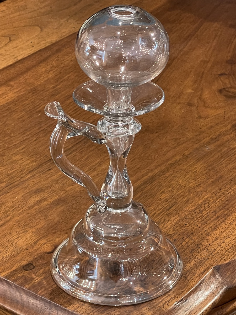 18th Century Provence Glass Oil Lamp 