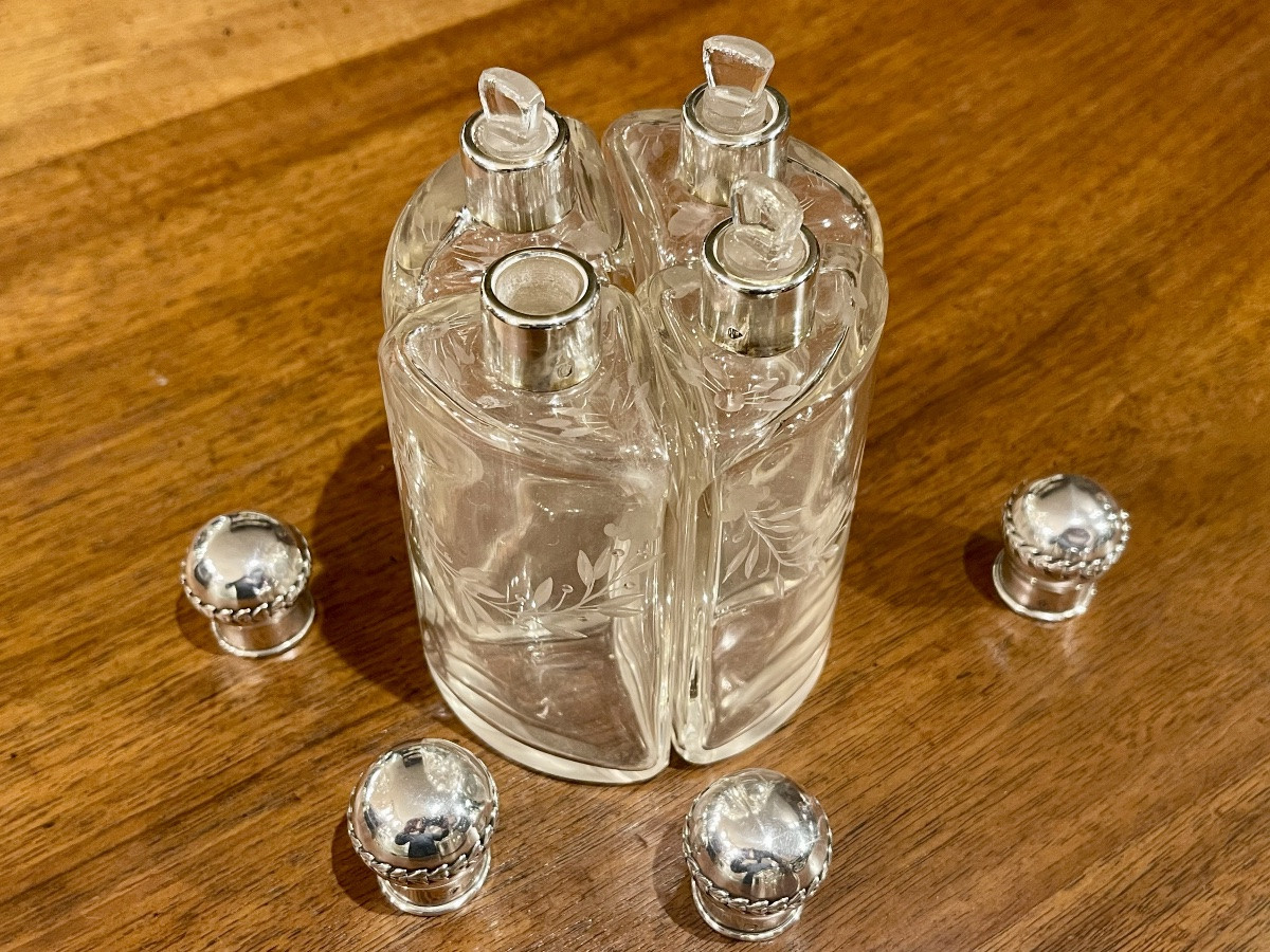 Flacons à parfums cristal et argent Minerve style cave à parfums-photo-3