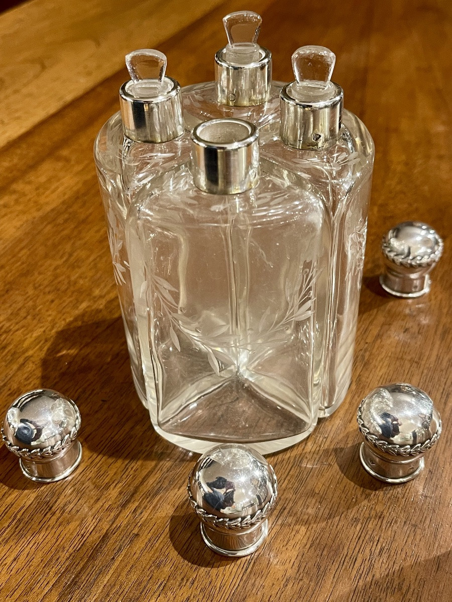 Flacons à parfums cristal et argent Minerve style cave à parfums-photo-4