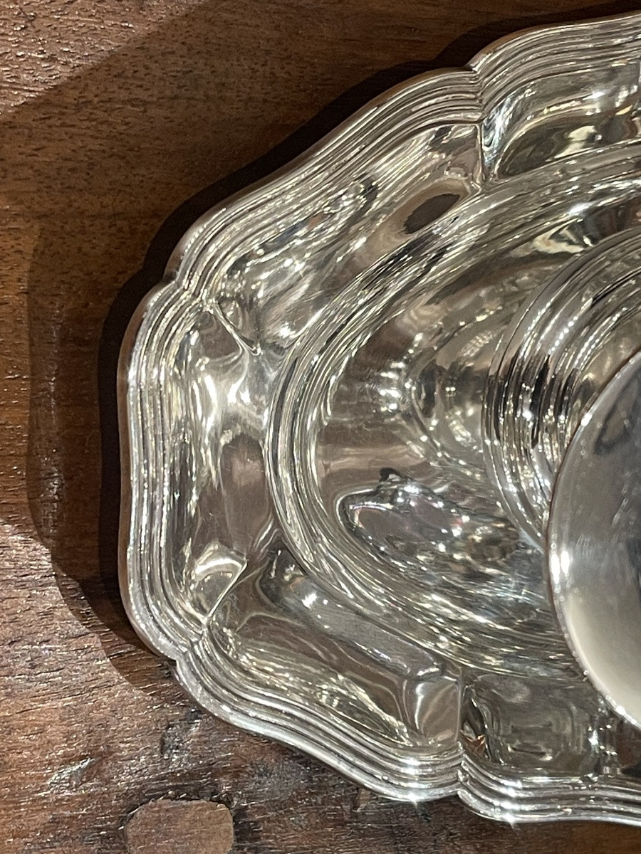 Saucière et son plateau argent Minerve Filet contour style Louis XV -photo-3