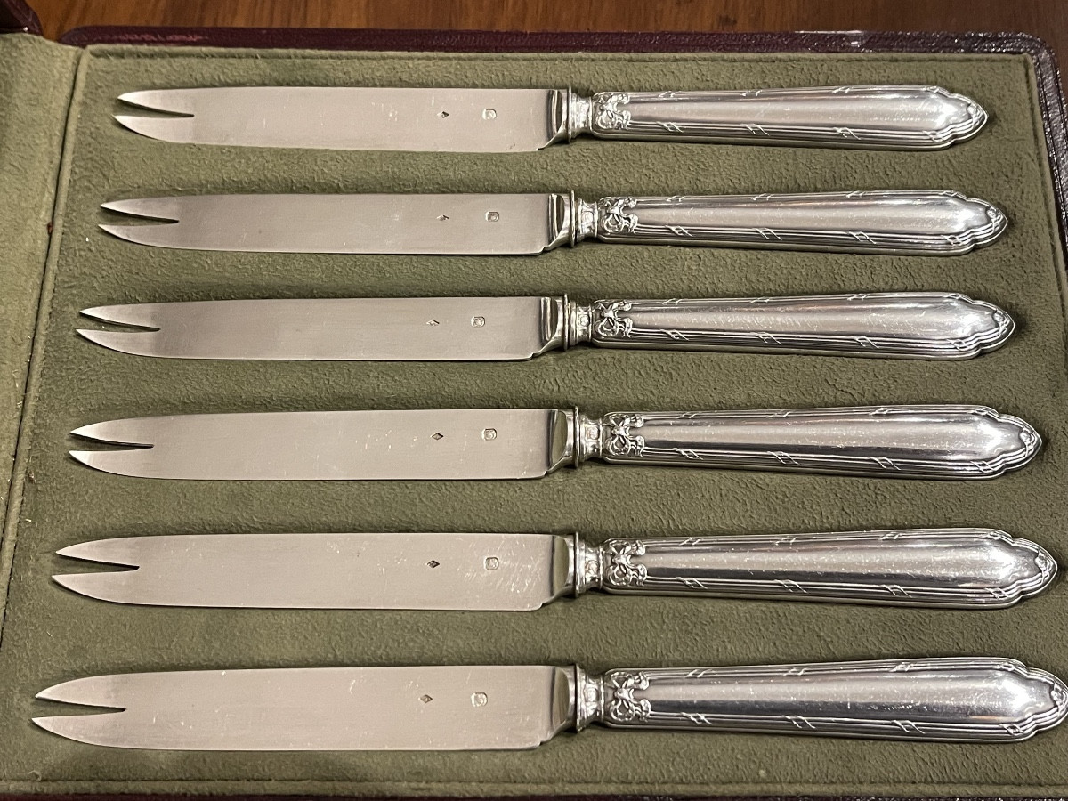 Minerva Puiforcat Silver Dessert Or Seafood Fork/knife Set