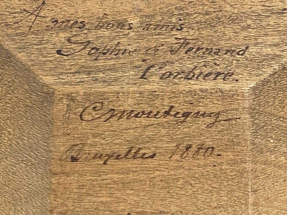 Oil Painting Of A Troika In A Snowy Landscape, Signed Montigny, Brussels, 1880, With A Gilt Frame -photo-3