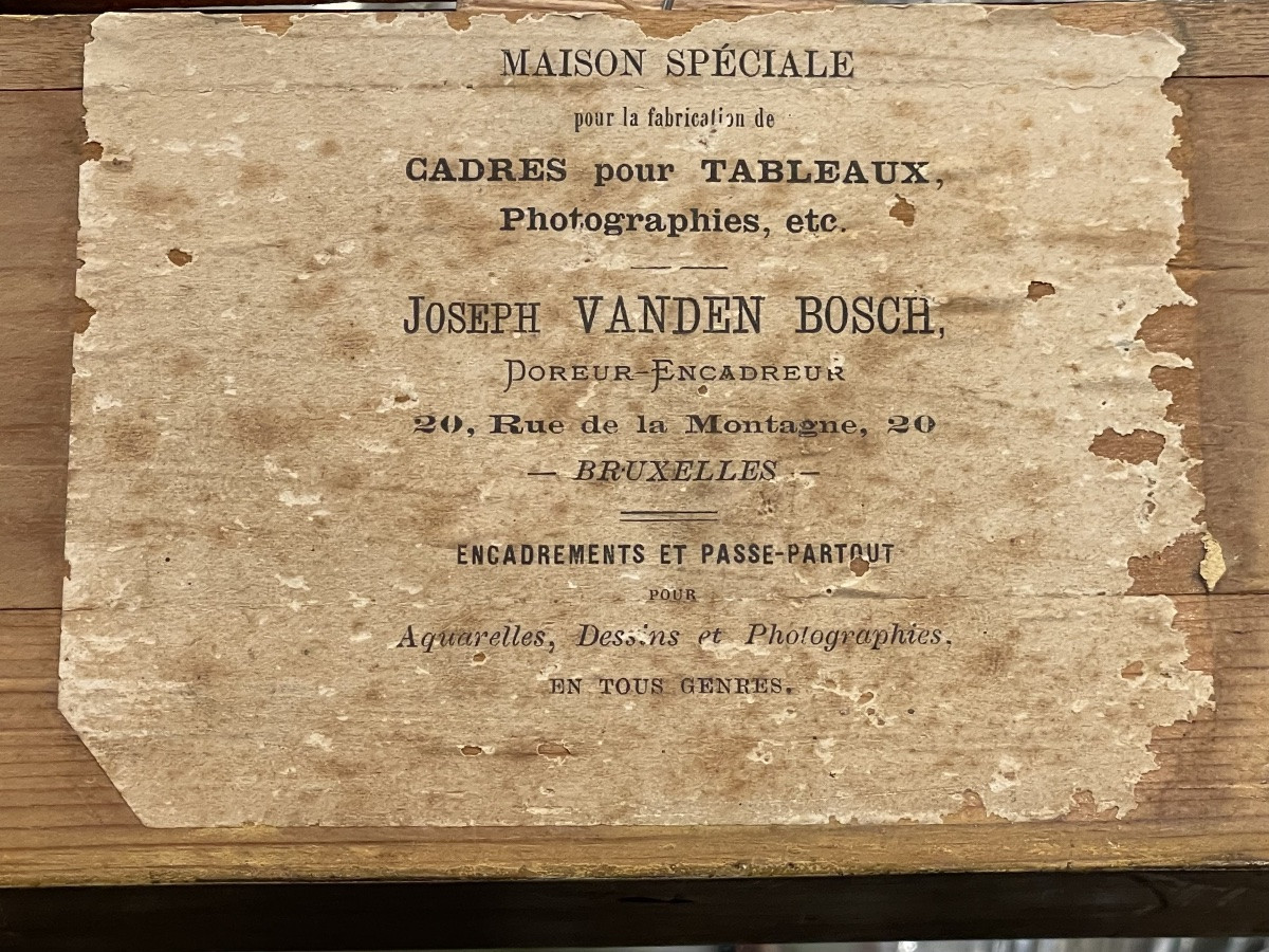 Oil Painting Of A Troika In A Snowy Landscape, Signed Montigny, Brussels, 1880, With A Gilt Frame -photo-4