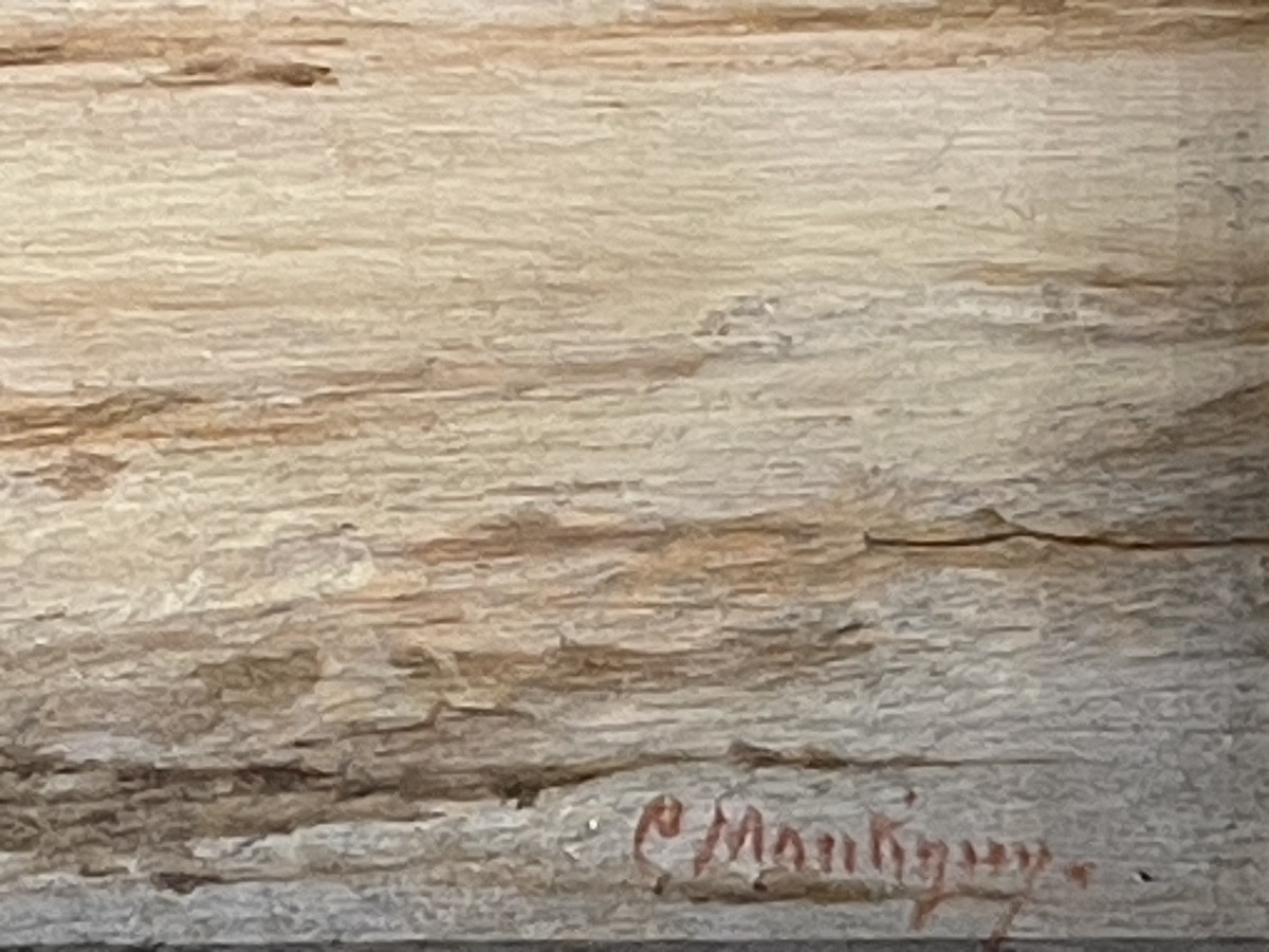 Oil Painting Of A Troika In A Snowy Landscape, Signed Montigny, Brussels, 1880, With A Gilt Frame -photo-3