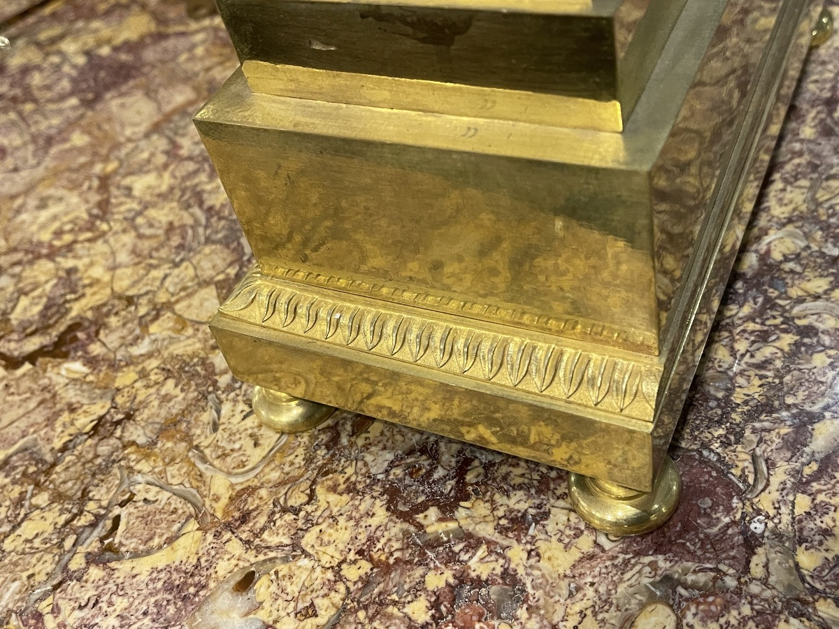 Pendule 1er Empire en bronze doré femme à la lecture-photo-5