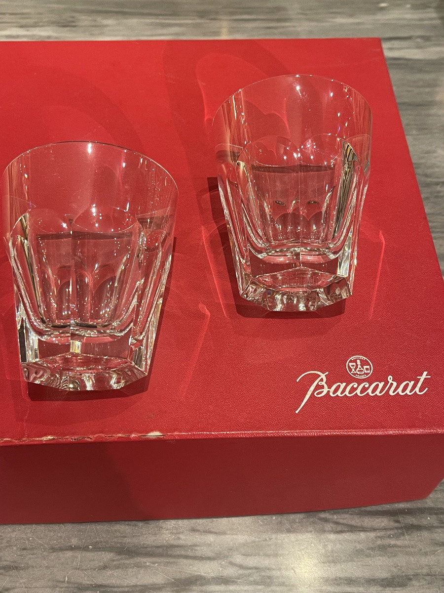 Baccarat Harcourt 6 Crystal Whisky Tumblers In A Gift Box-photo-2