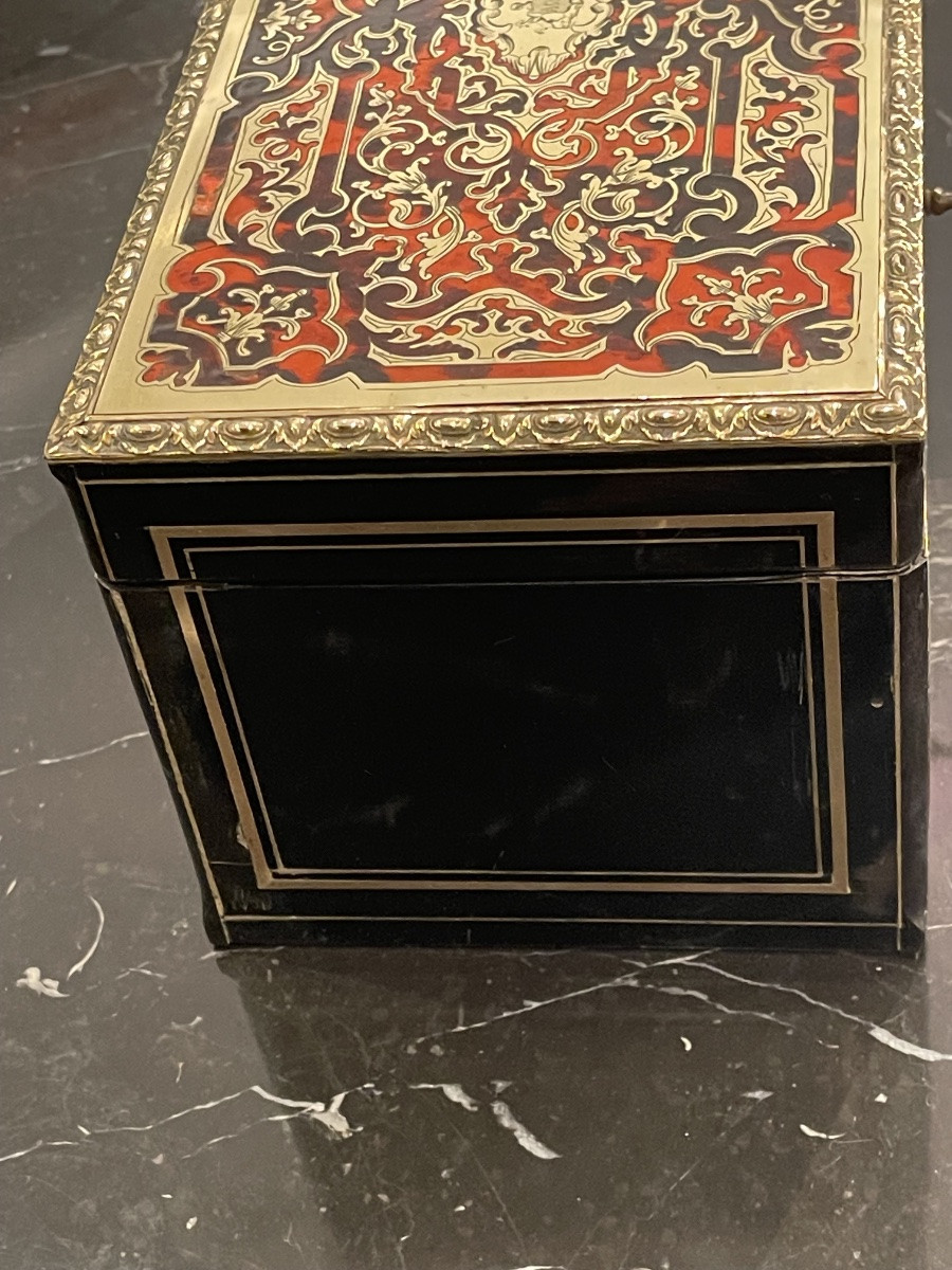 Tahan coffret boîte à thé marqueterie Boulle -photo-3