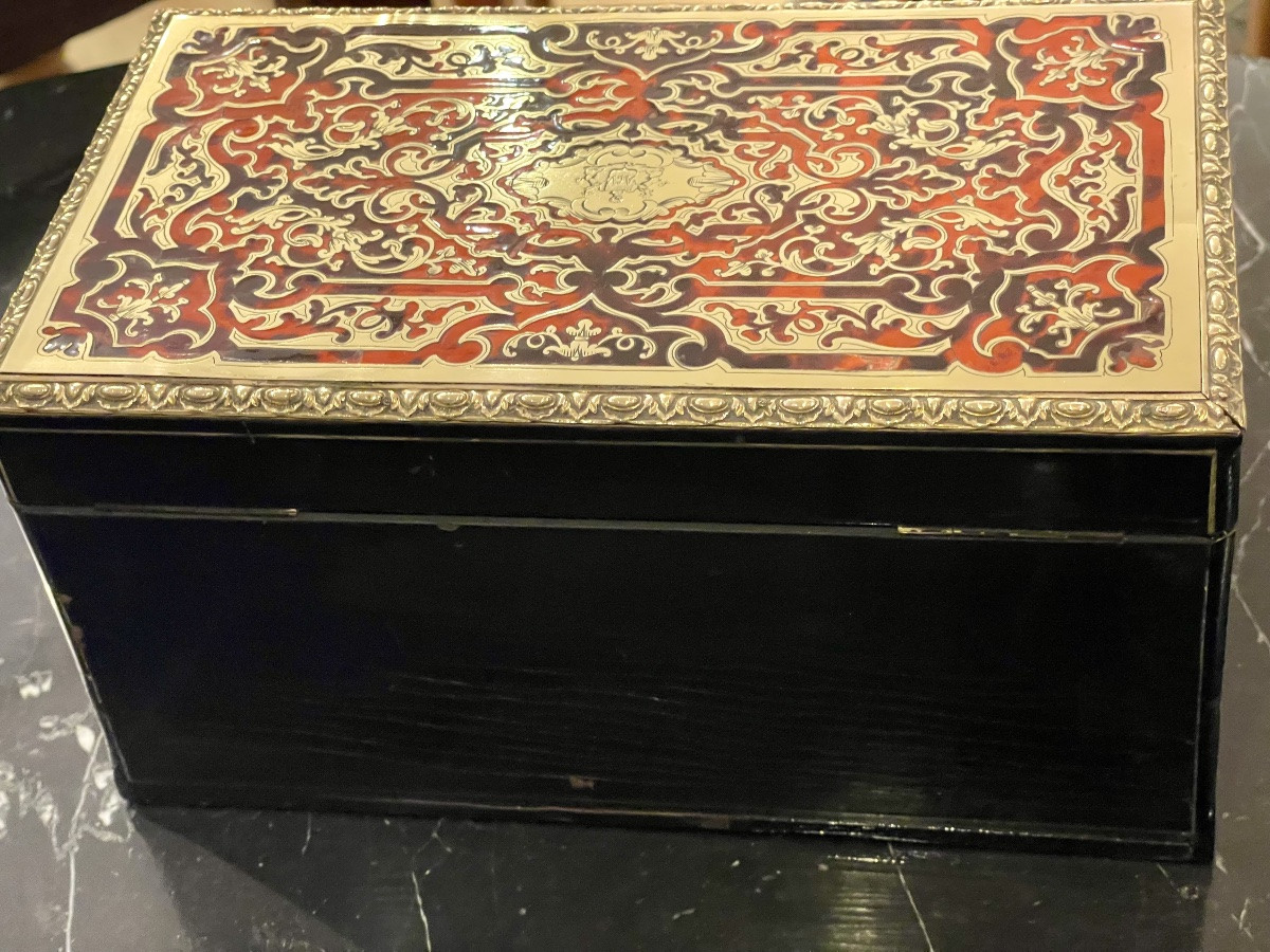 Tahan coffret boîte à thé marqueterie Boulle -photo-4