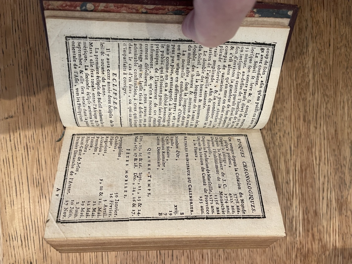 Almanach de Marseille 1774  livre XVIII ème -photo-2