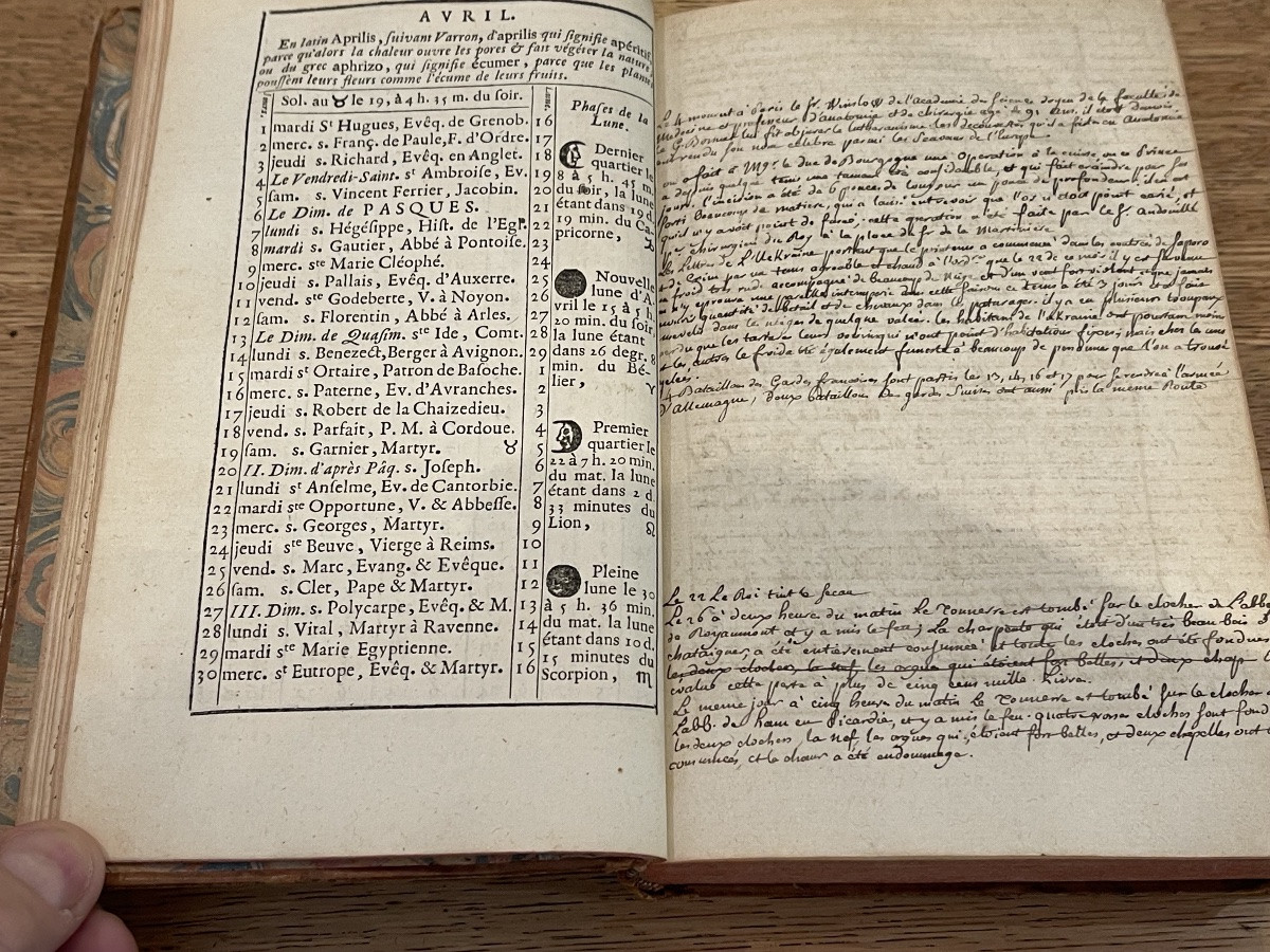 Royal Almanac, Year Vi, Estimated 1760, Spine With Fleur-de-lis, 1 Volume-photo-3