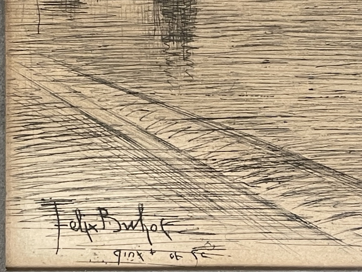 Félix Buhot Quai de l’hôtel Dieu Paris eau forte gravure-photo-2