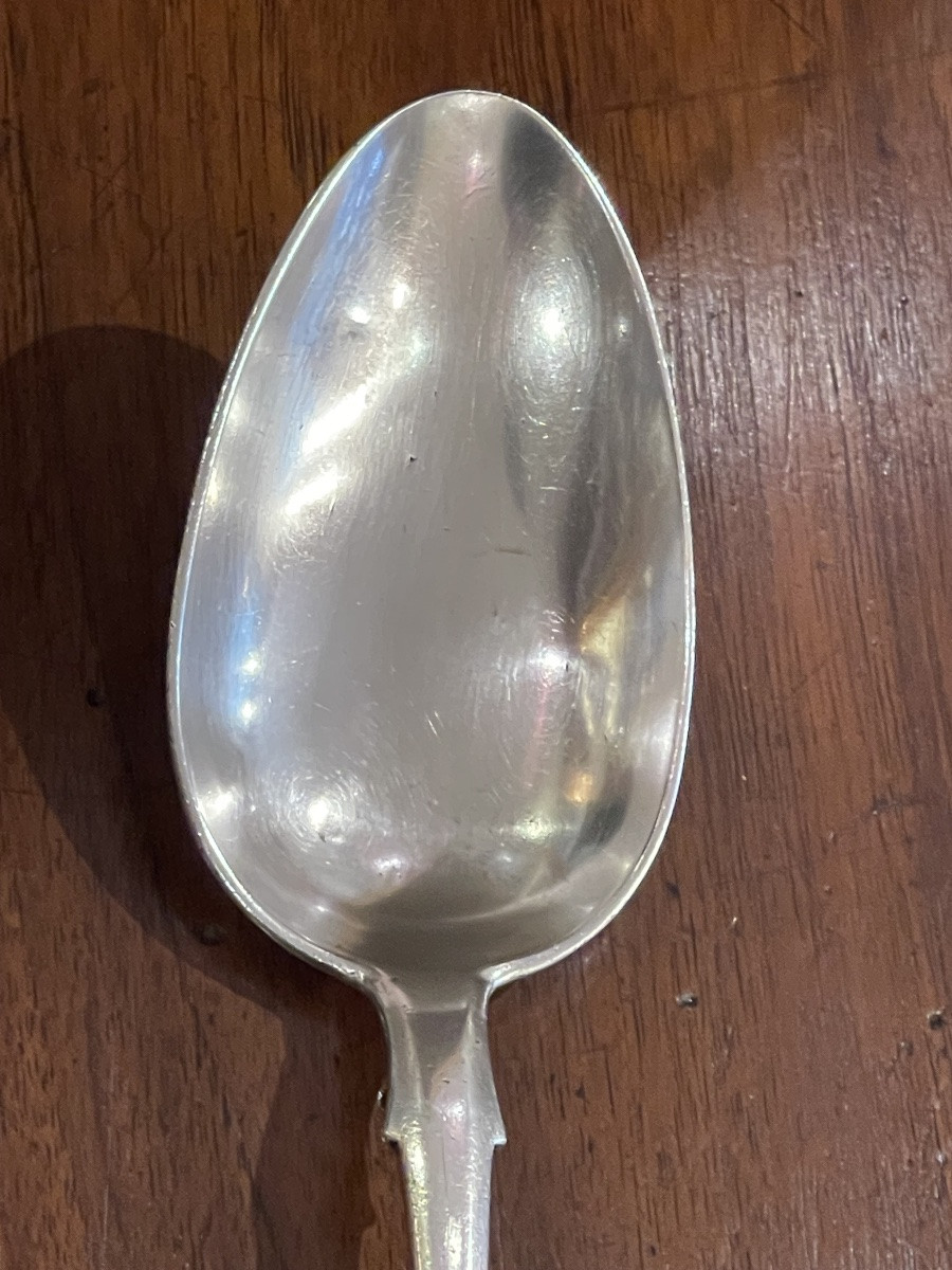 Serving Or Stew Spoon, Solid Silver, Russia, Sazikov Firm-photo-4