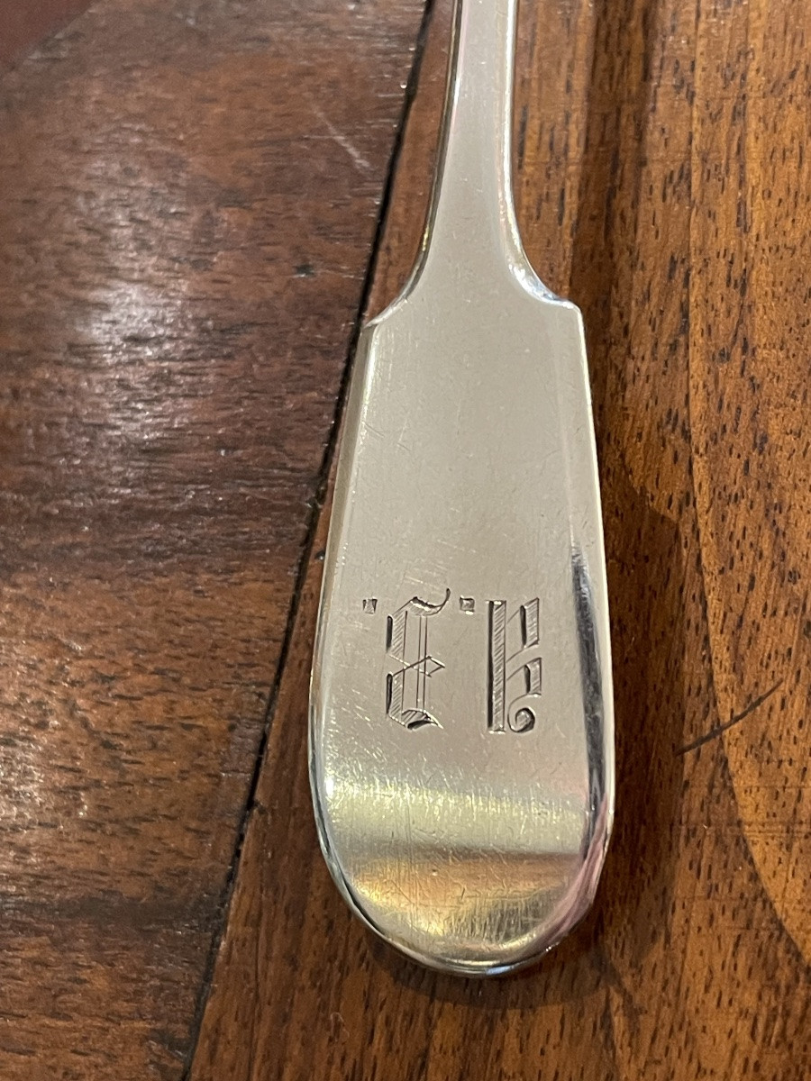 Cuillère à sucre ou saupoudreuse argent massif Russie XIX ème-photo-4