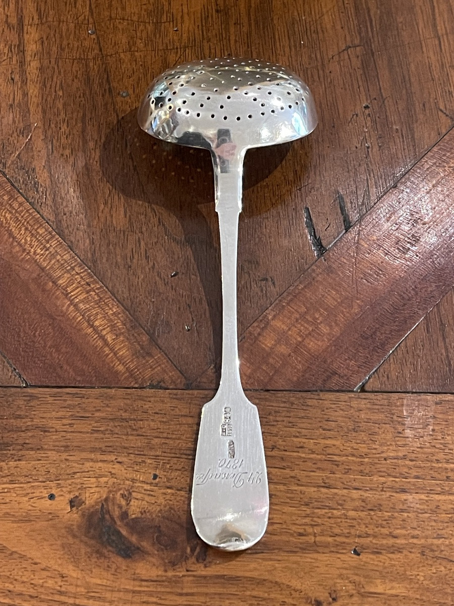 Cuillère à sucre ou saupoudreuse argent massif Russie XIX ème-photo-2