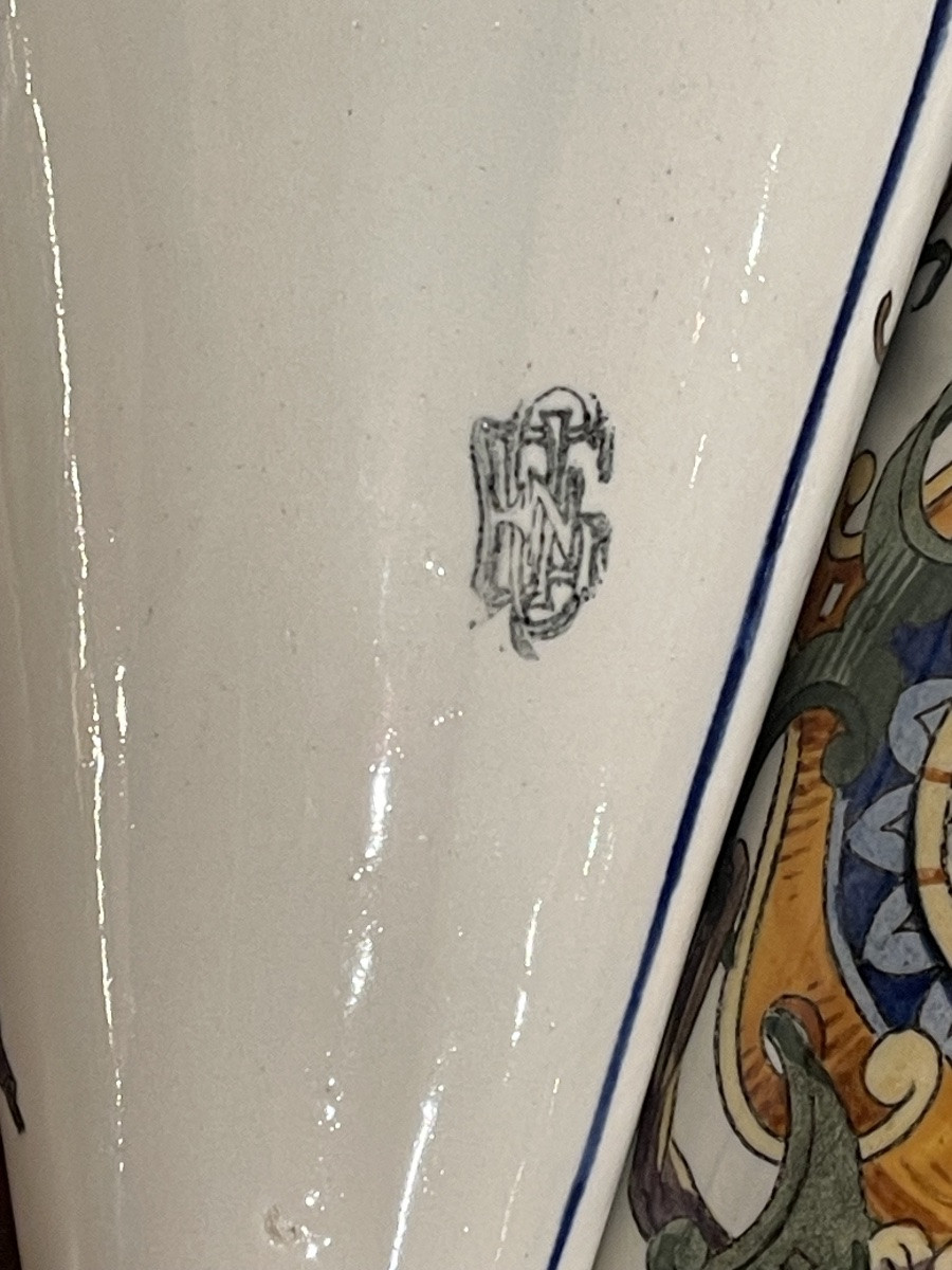 Pair Of Bouquetières Vases Gien Ceramics 19th C-photo-3