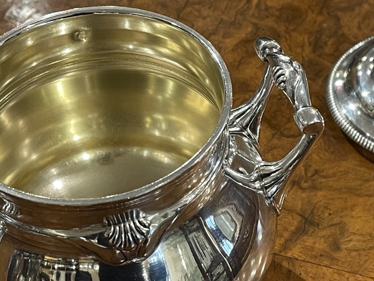 Louis XVI Style Minerve Silver Sugar Bowl-photo-1