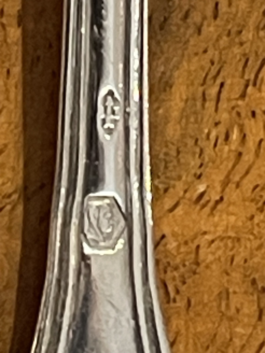 10 Petit Cuillères Au Filet Vieillard Solid Silver-photo-2