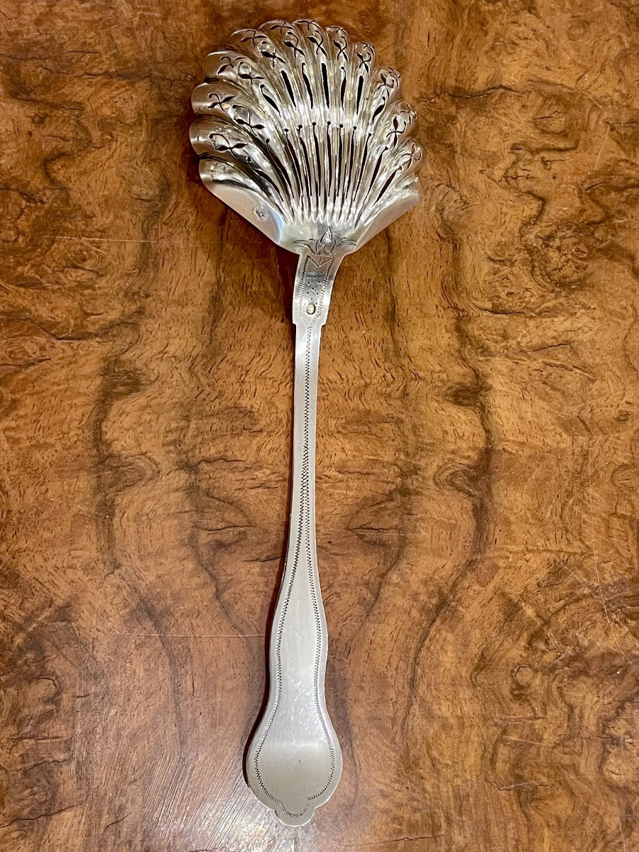 Cuillère à sucre saupoudreuse argent massif minerve médaillon -photo-3