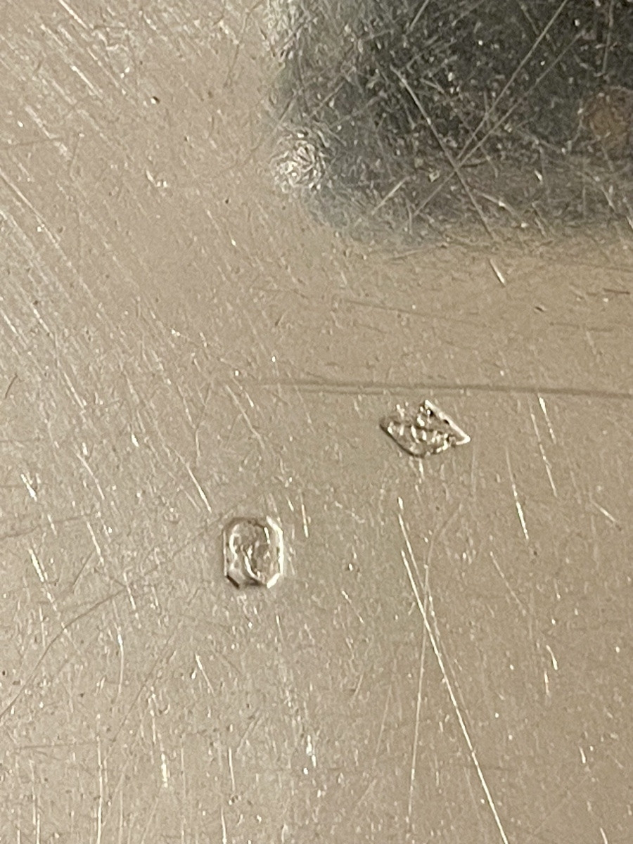 Plat rond vieillard argent XIX ème motif filets-photo-3