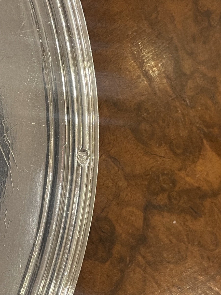 Plat rond vieillard argent XIX ème motif filets-photo-4