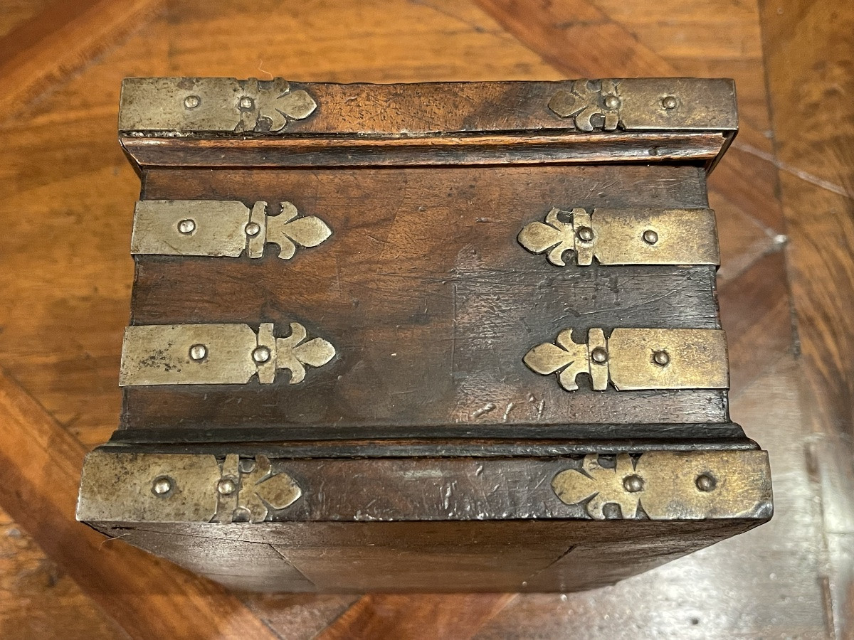 Louis XIII Walnut And Fleur-de-lis Hinged Box XVII-photo-4