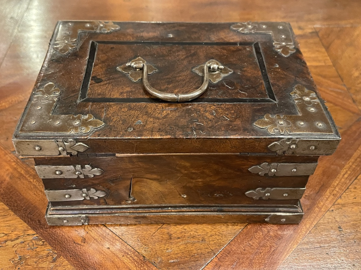 Louis XIII Walnut And Fleur-de-lis Hinged Box XVII-photo-7