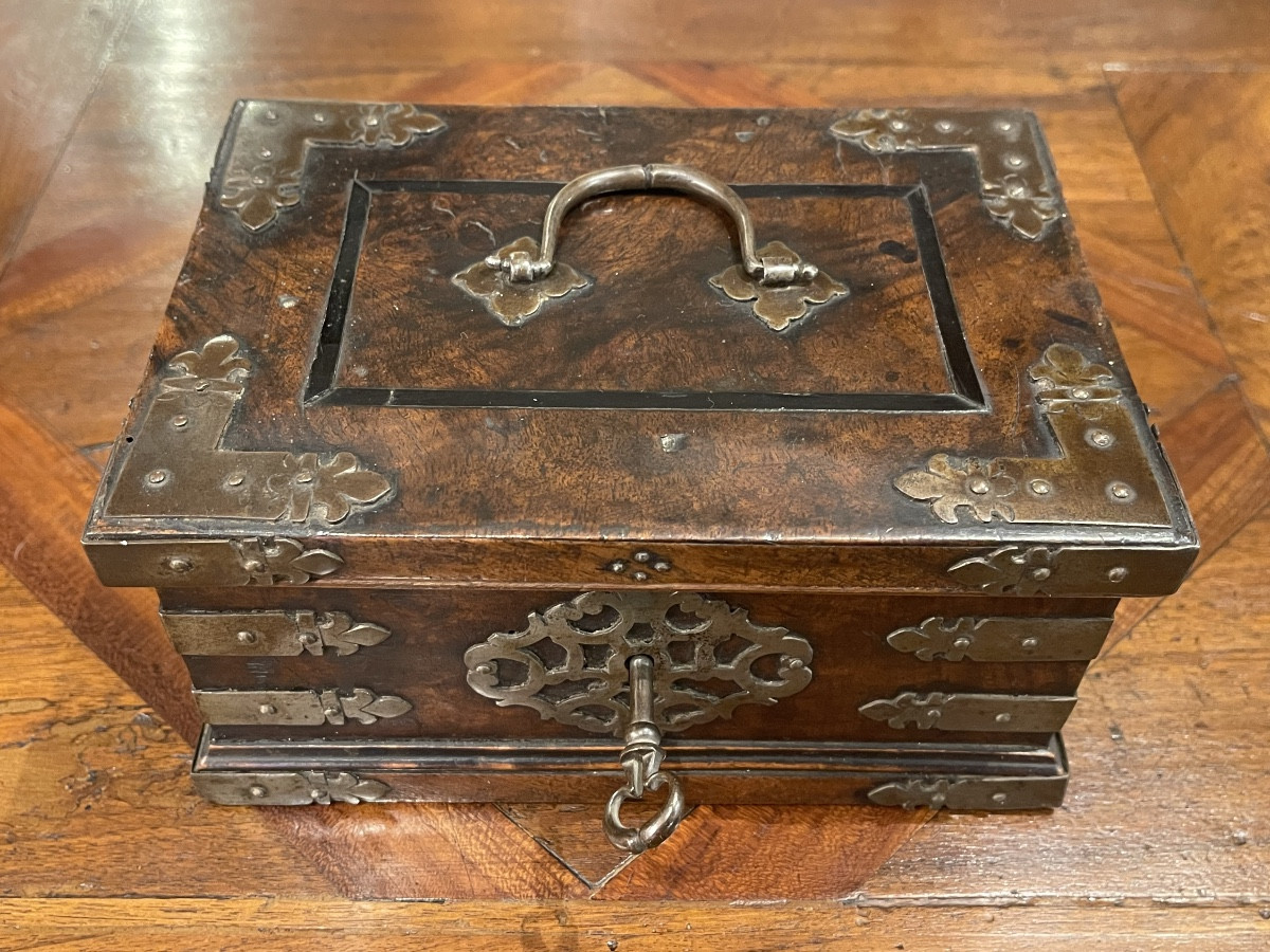 Louis XIII Walnut And Fleur-de-lis Hinged Box XVII