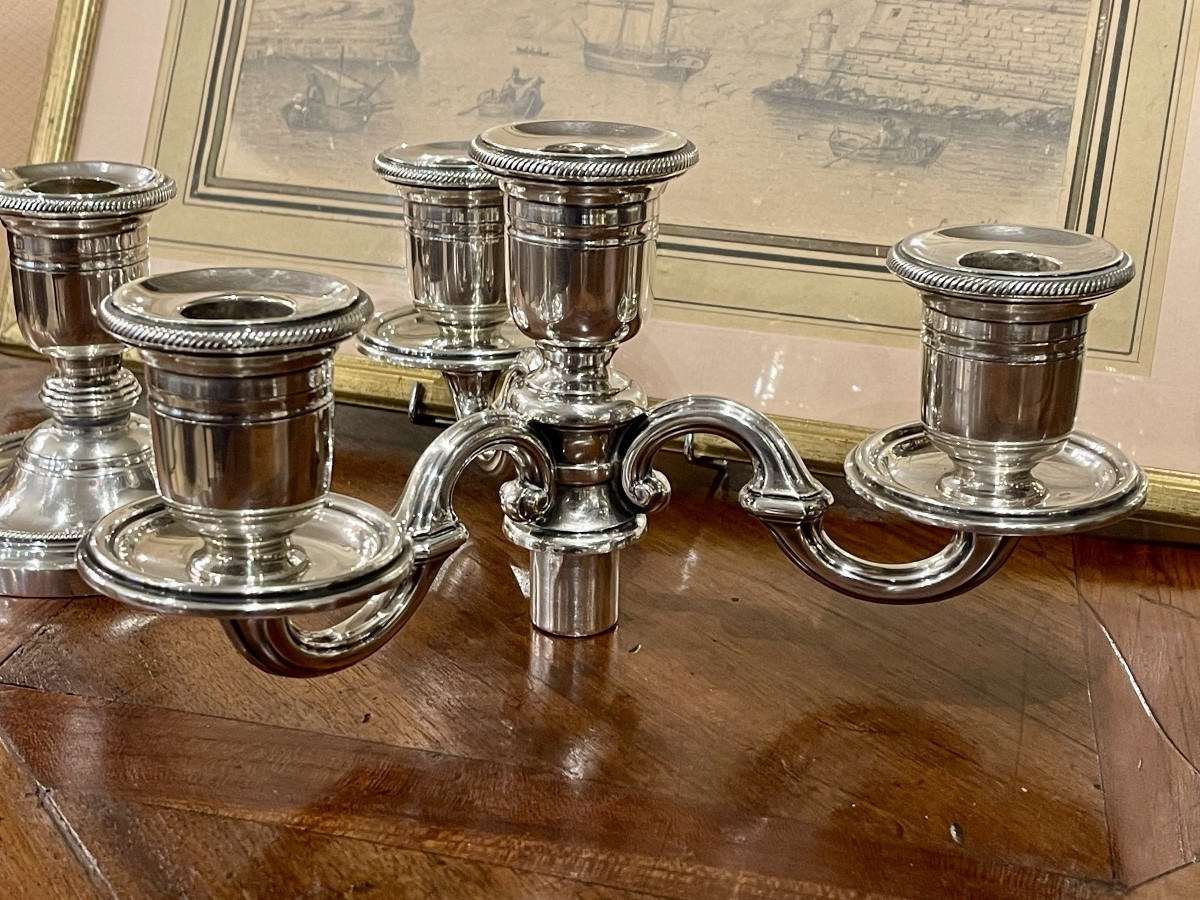 Tétard Silver Torch That Can Be Converted Into A 4-light Candelabra-photo-1