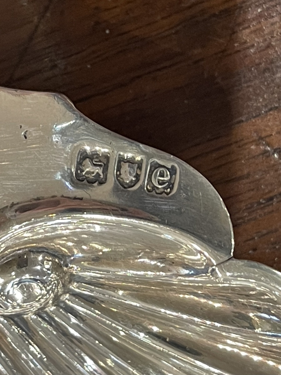 Butter Dish And Spreader Knife In Solid English Silver Case-photo-4