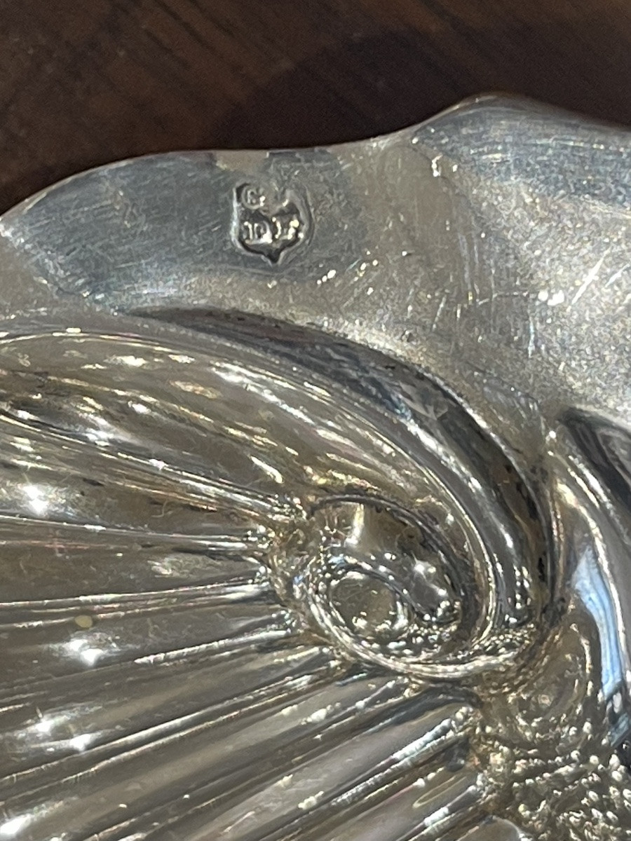 Butter Dish And Spreader Knife In Solid English Silver Case-photo-1