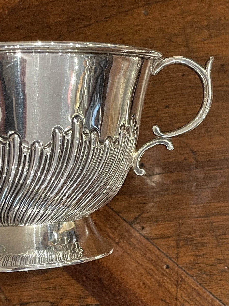 Sucrier couvert formant coupe argent massif anglais-photo-3