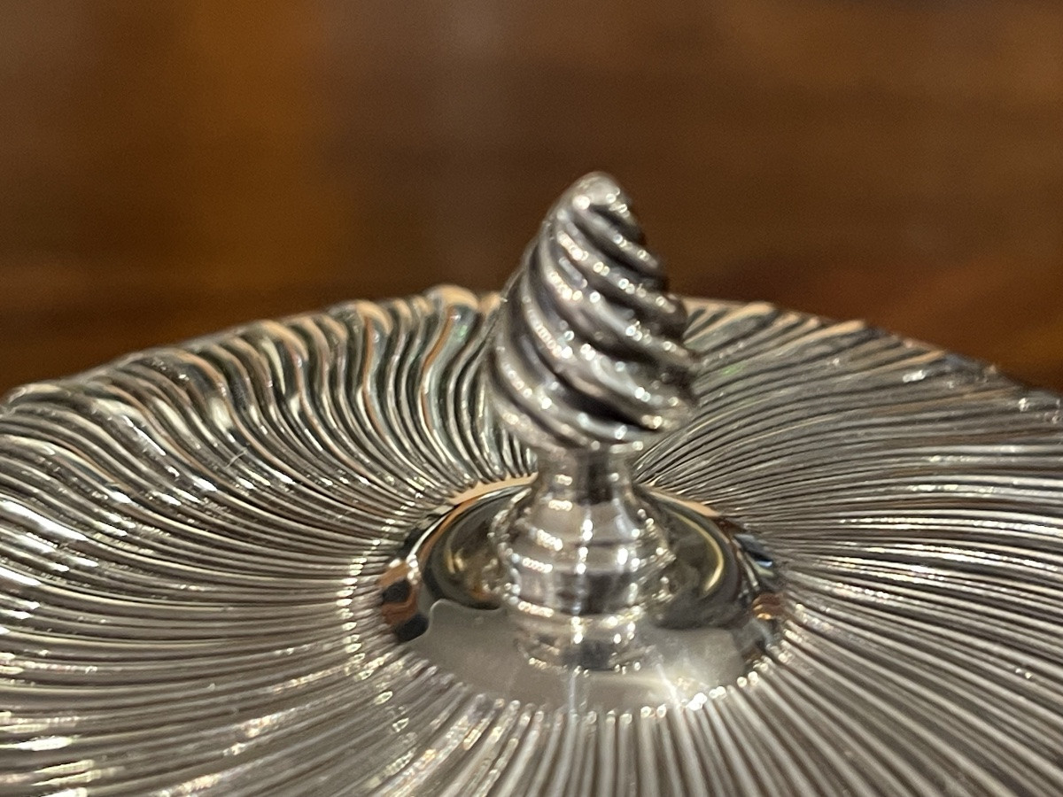 Sucrier couvert formant coupe argent massif anglais-photo-5