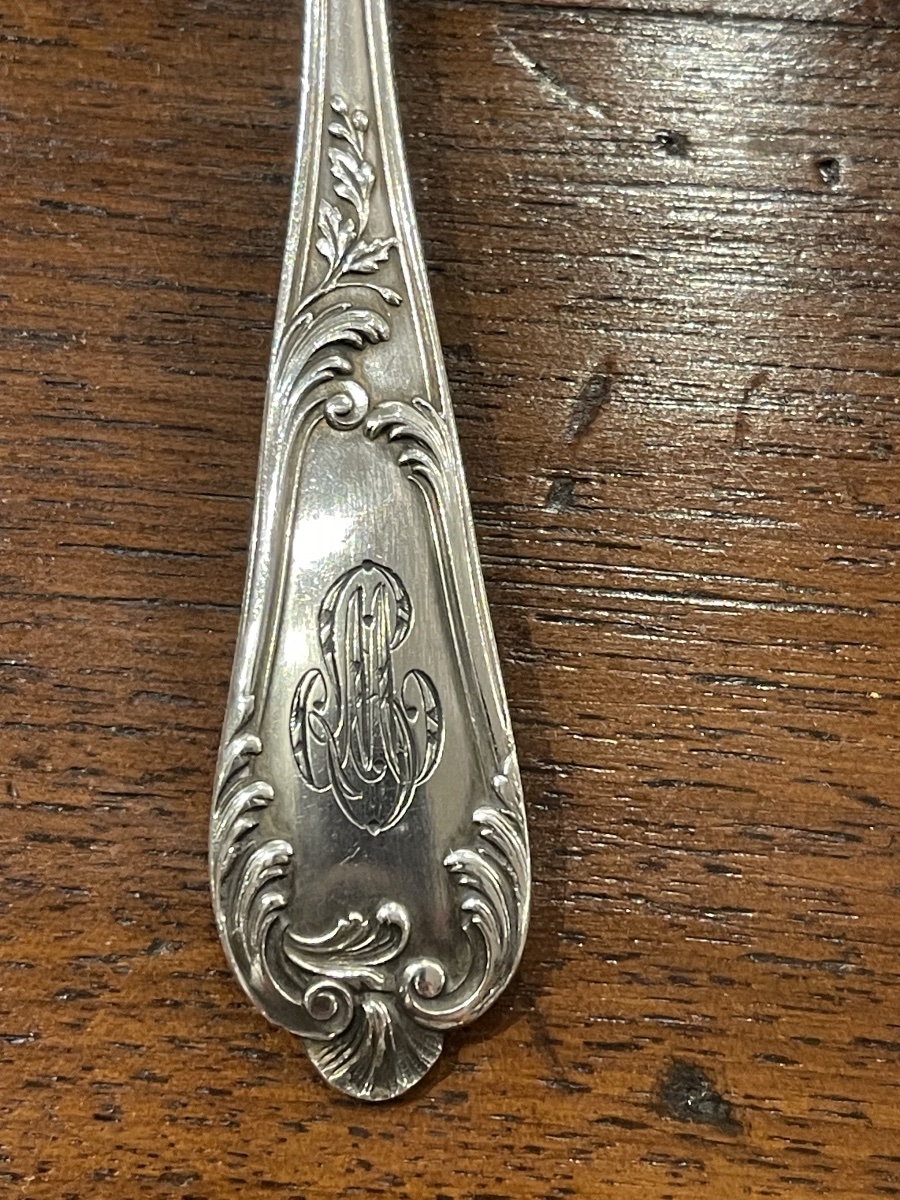 6 Small Spoons Louis XV Style Solid Silver Minerve-photo-4