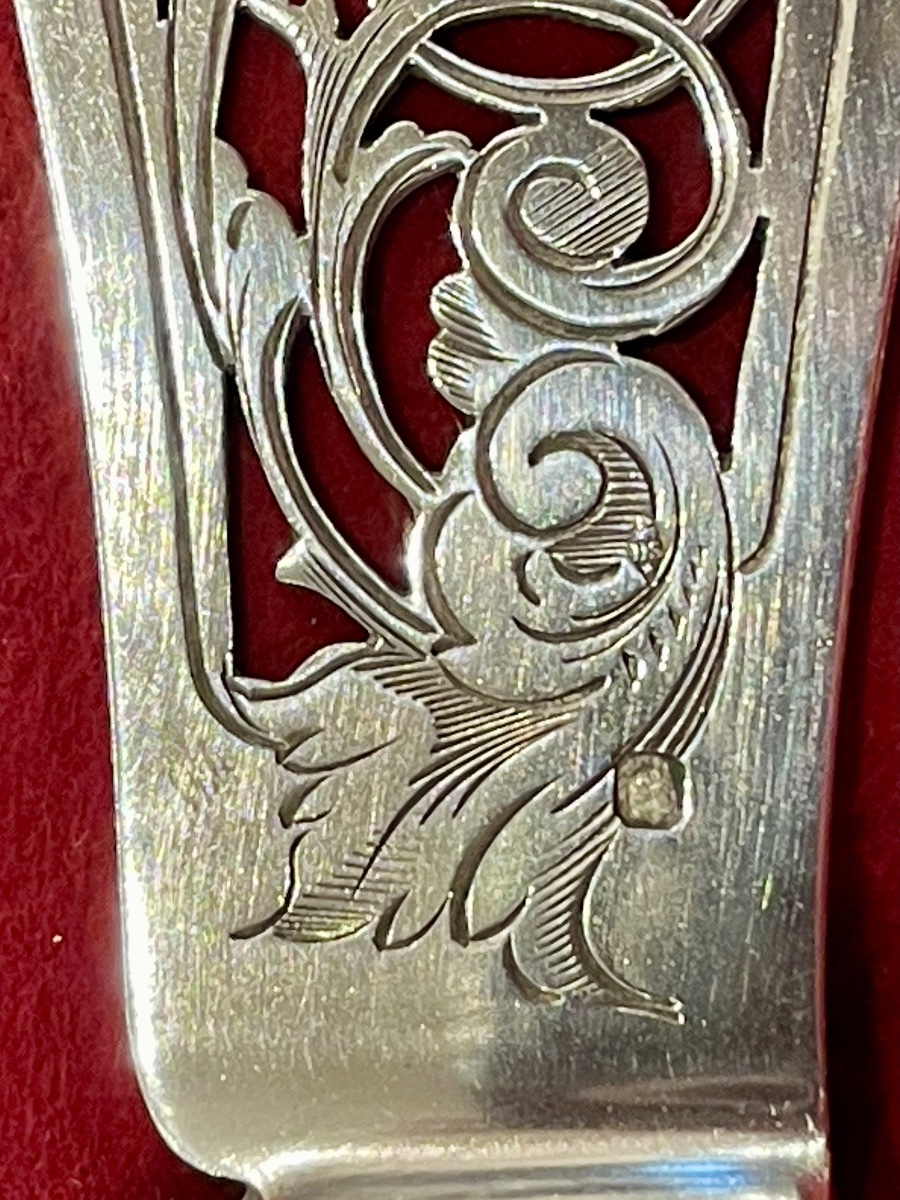 Box With 3 Pieces Of Cutlery For Serving, Fish, Stew And Carving. Solid Silver Minerve Goldsmith S-photo-1