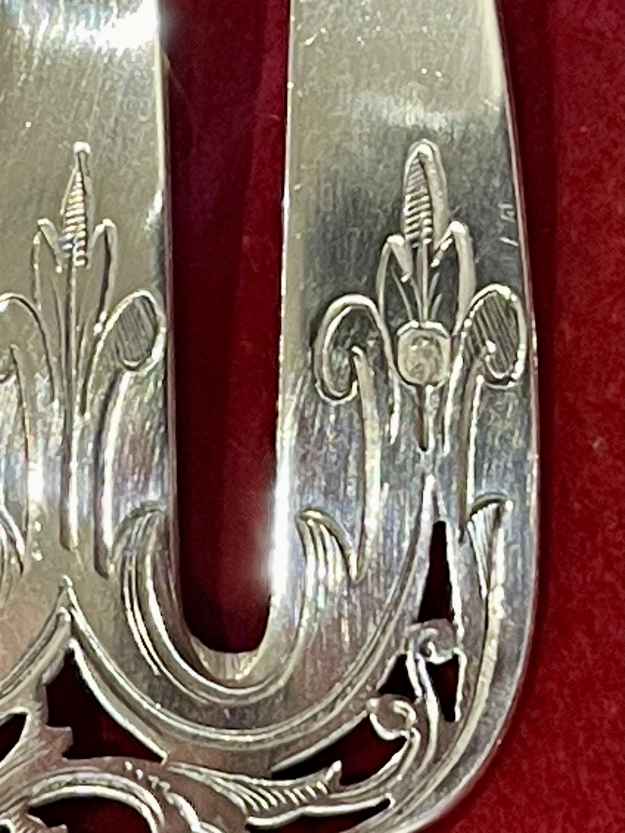 Box With 3 Pieces Of Cutlery For Serving, Fish, Stew And Carving. Solid Silver Minerve Goldsmith S-photo-4