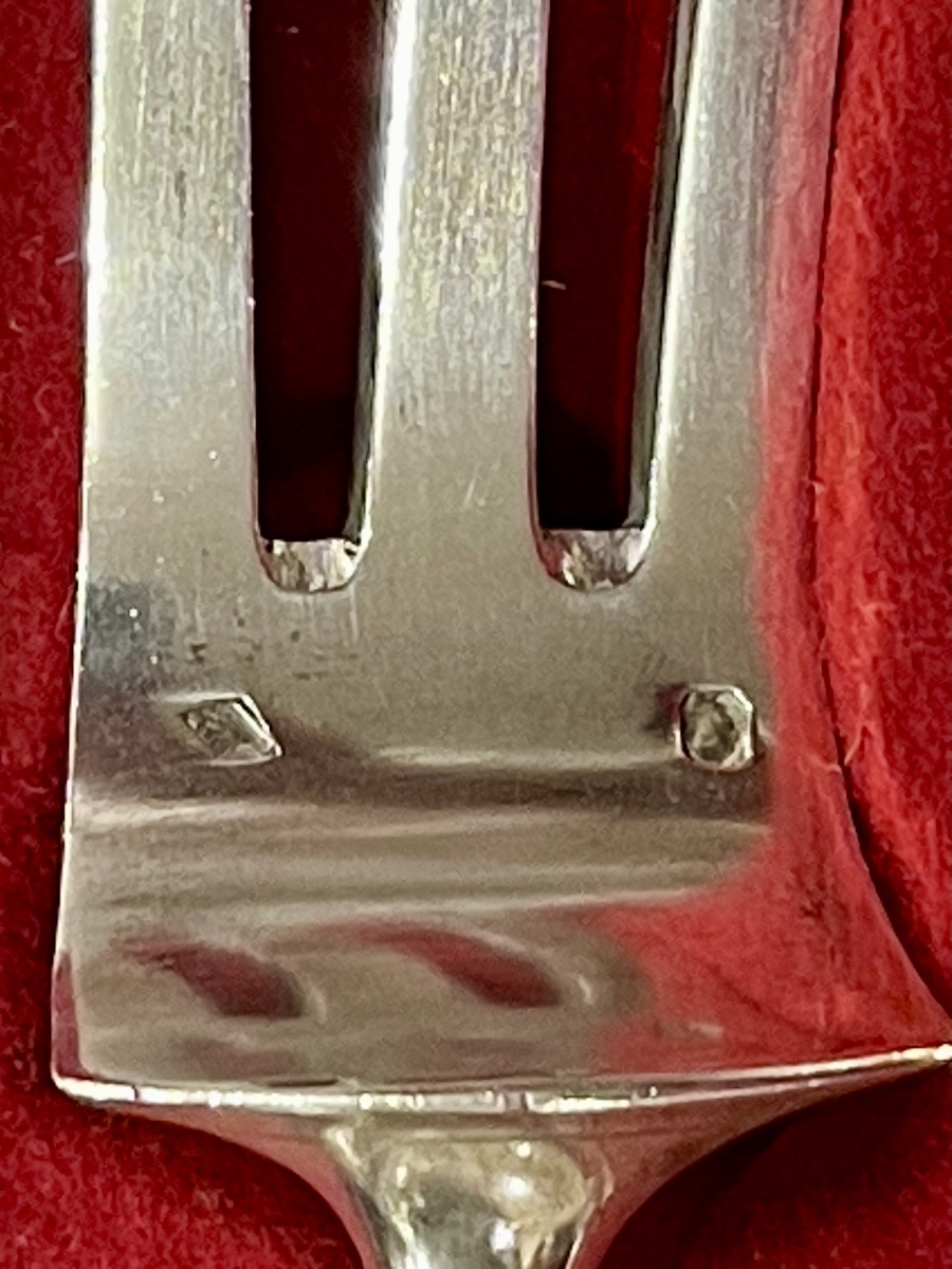 Box With 3 Pieces Of Cutlery For Serving, Fish, Stew And Carving. Solid Silver Minerve Goldsmith S-photo-5