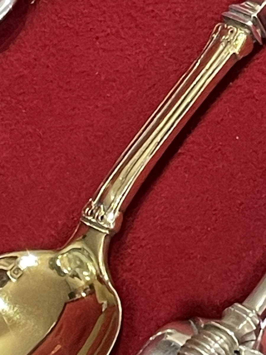 Box With 3 Pieces Of Cutlery For Serving, Fish, Stew And Carving. Solid Silver Minerve Goldsmith S-photo-6