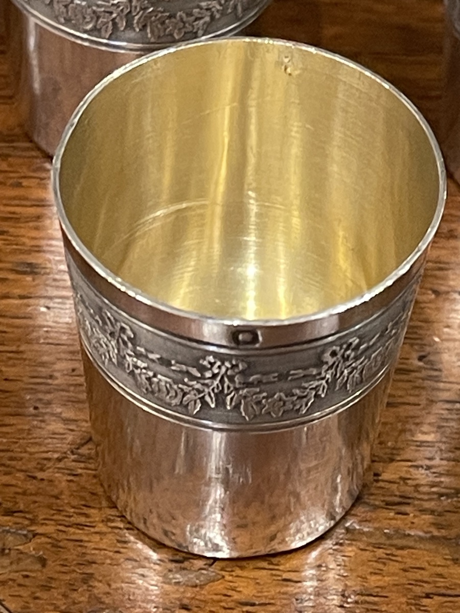 6 Goblets Timbales Or Liqueur Glasses Solid Silver Minerve-photo-1