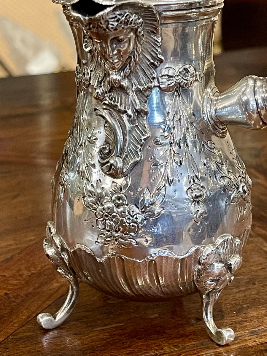Silver Louis XV Coffee Service Rocaille égoïste Or Tête à Tête Sugar Bowl Creamer Coffee Pot-photo-1